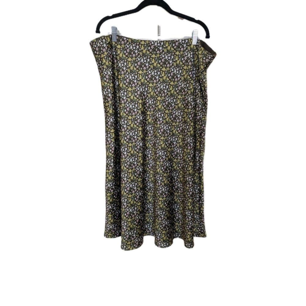 J. Crew Gwyneth Slip Skirt Green Floral 2X Y2K Minimalist - Picture 3 of 7